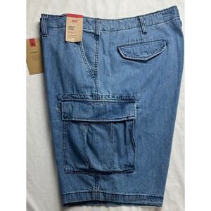 Levis Mens Carrier Cargo Shorts Blue Lightweight Denim 42 NEW